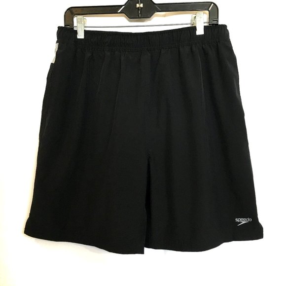 Speedo Men’s Black Swim Trunks w/ grey back yoke - Picture 1 of 8
